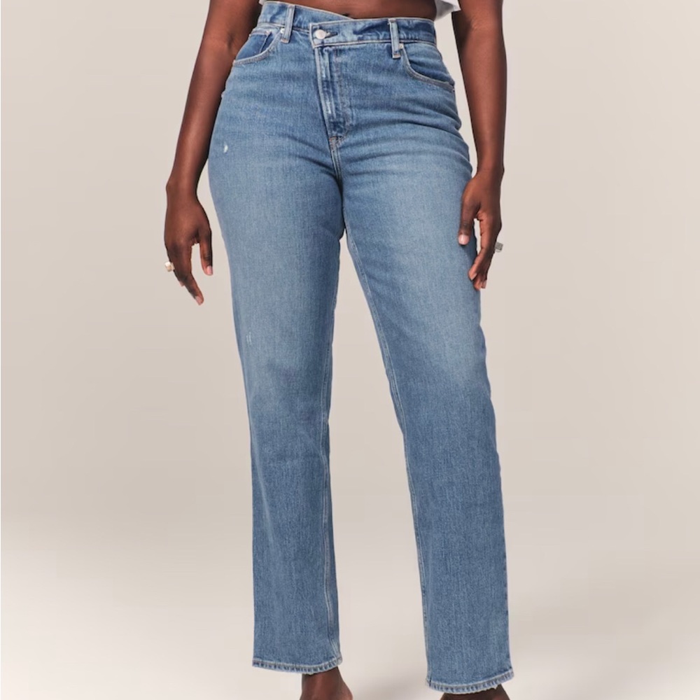Abercrombie & Fitch Curve Love Ultra High Rise 90s Straight Jean Criss Cross 29